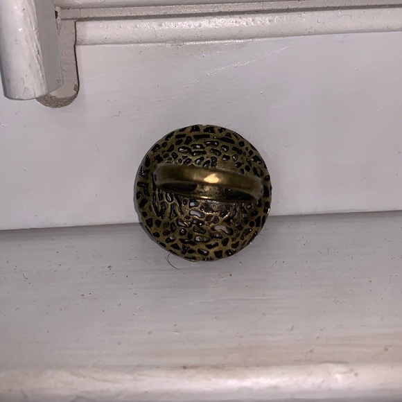 Brass Egg Nest Trio Black Rhinestone Ring - Picture 3 of 3